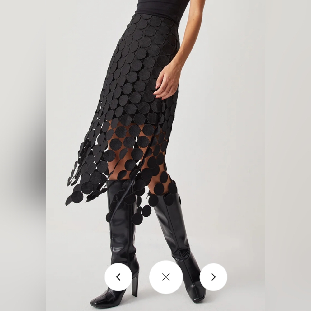 Commense Black Circle Cutout Midi Skirt